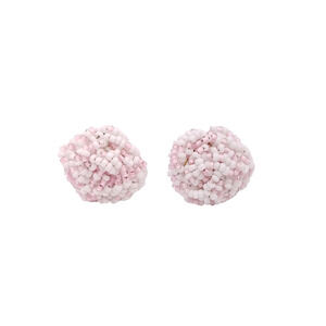 Vintage Earrings Clip On Pink White Seed Bead Cluster Japan